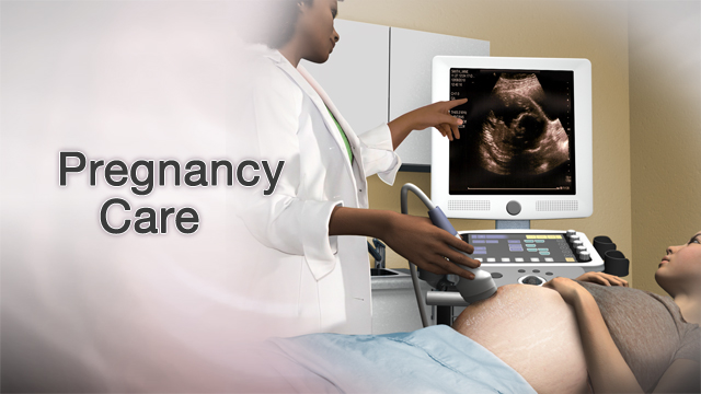 <div class=media-desc><strong>Pregnancy care</strong><p>During the nine or so months of your pregnancy, you'll see a lot of your ob/gyn. In fact, you should visit your doctor once a month during the first seven months of your pregnancy. Then you should see your doctor once every 2 or 3 weeks until your ninth month, and finally every week until you deliver. You might also see your regular doctor, a nurse midwife, or, if you have any complications, a perinatologist who specializes in high-risk pregnancies. That might sound like a lot of visits, but the goal is to keep a close eye on both you and your growing baby. Your doctor will check your baby's heart rate, and measure how quickly you're gaining weight. You'll likely have at least one ultrasound, where you can actually get to see your baby and find out the gender, unless you want it to be a surprise. Throughout your pregnancy, your doctor will monitor you for any health problems, such as high blood pressure or diabetes.
</p></div>