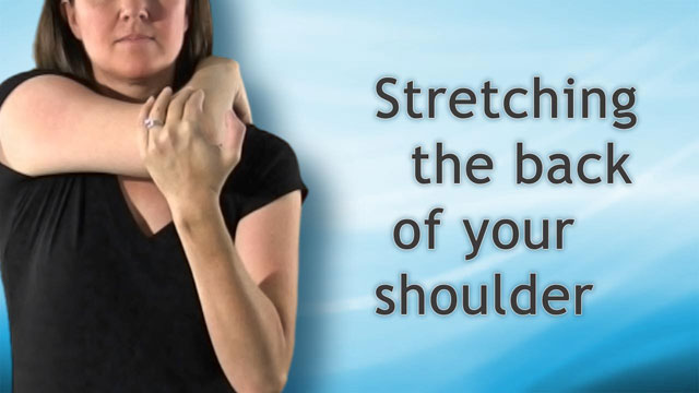 Stretching back of shoulder